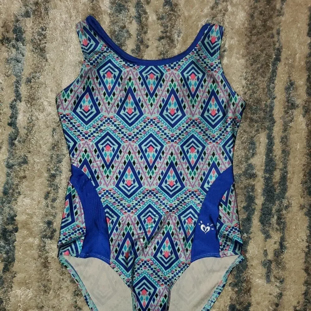 Justice Tribal Blue Print Swimsuit || sz10
